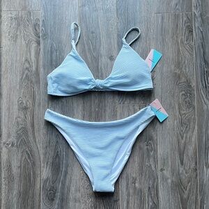 NWT Ardene Striped Blue and White Bikini Set